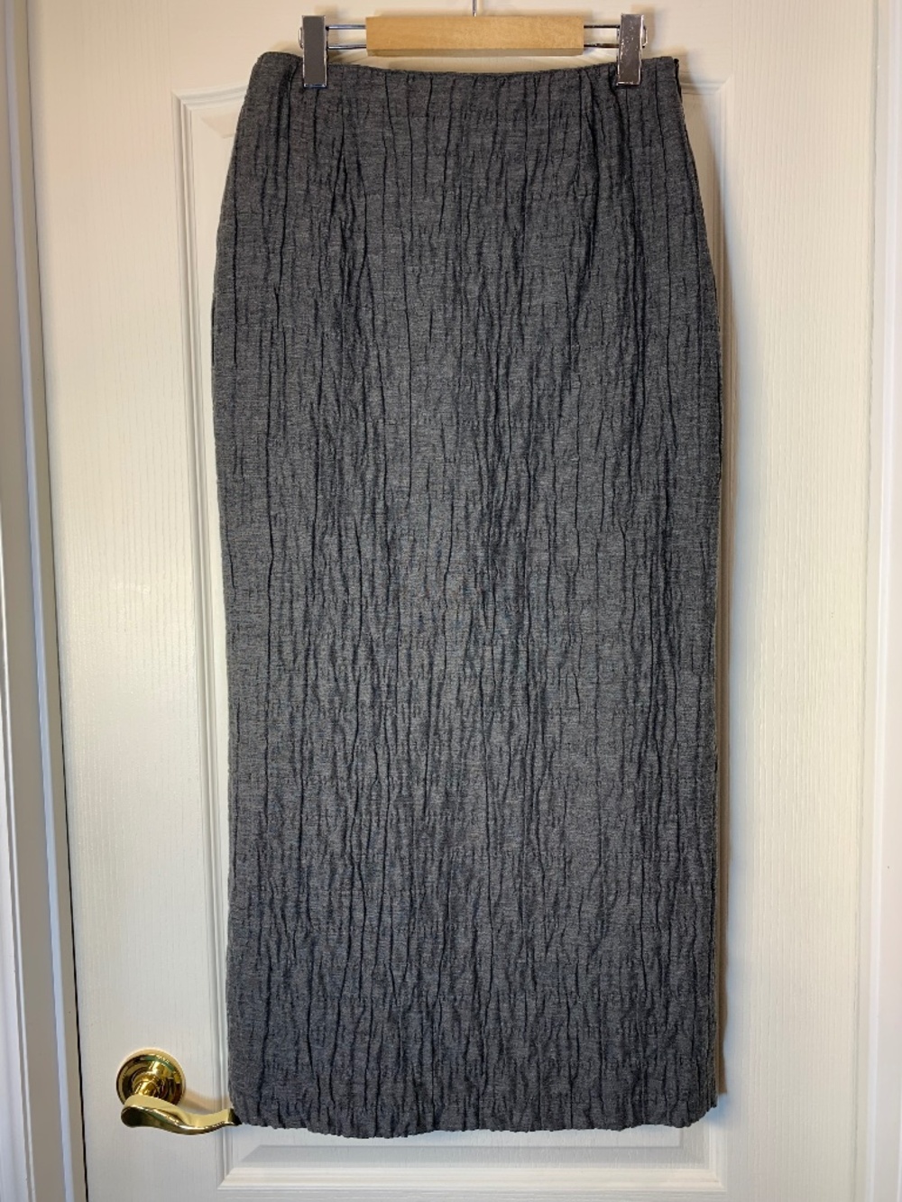 Vintage 90s Designer Bof! Jean Claude Poitras Grey Textured Maxi Skirt Canada M
